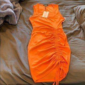 Scoop Cami Ruched Front Rib Mini Dress